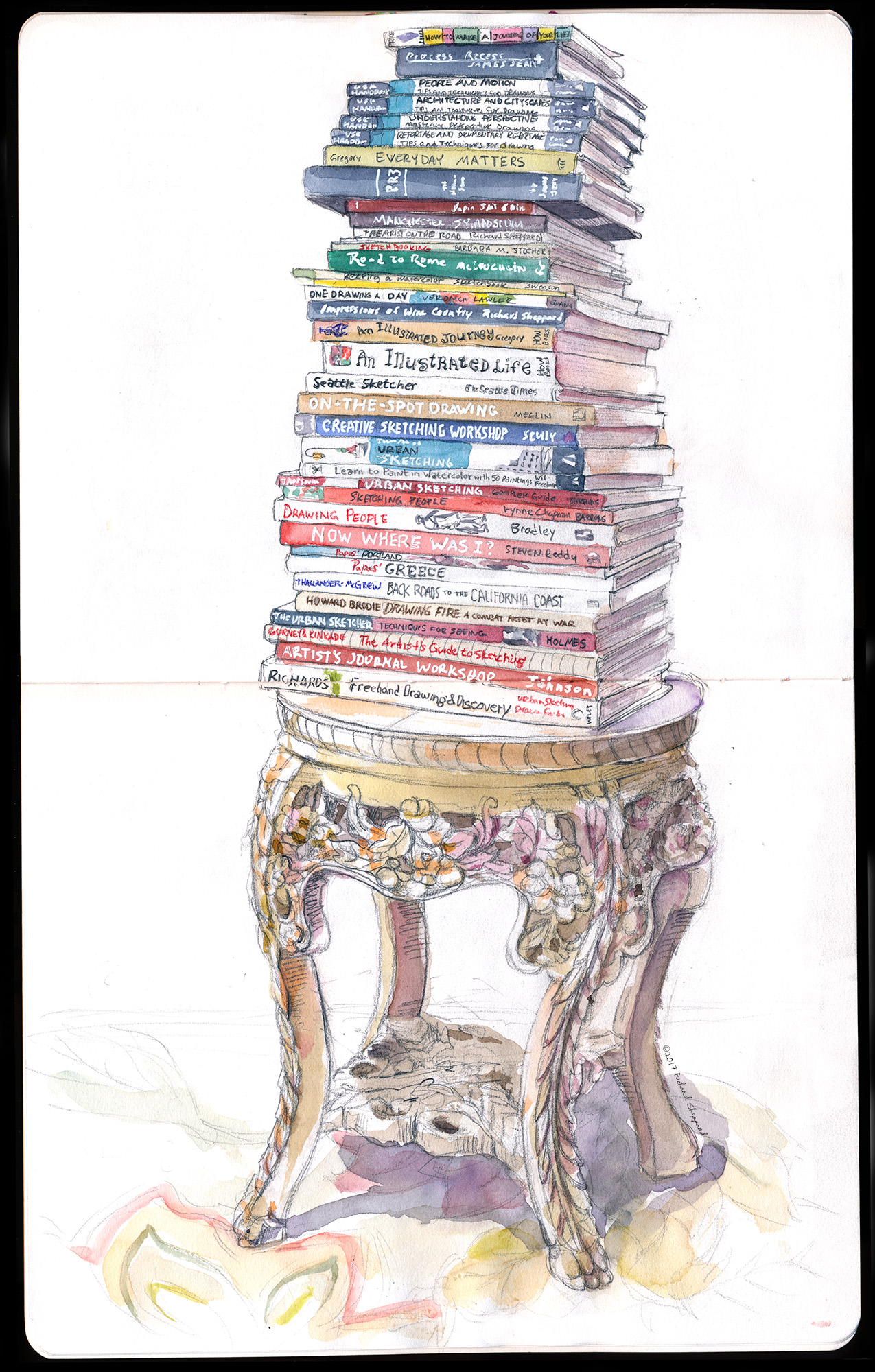 Tower of Sketching Books – The Artist on the Road